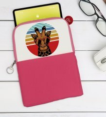 BK Gift Zürafa Tasarımlı Taşınabilir Koruyucu Tablet Kılıfı & Organizer Çanta - Pembe-1