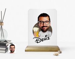 Kişiye Özel Erkek Karikatürlü Ahşap Standlı Çerçeve-51