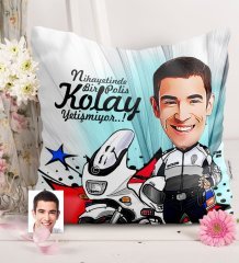 Kişiye Özel Bay Polis Karikatürlü Saten Yastık - 7