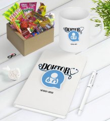 Kişiye Özel Doktor Nostaljik Lezzetler Defter Kalem Kupa Hediye Seti-11