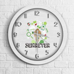 Kişiye Özel Mesleki Sekreter Ahşap Duvar Saati - 1