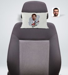 Kişiye Özel İsimli Erkek Gitarist Karikatürlü Dikdörtgen Araç Koltuk Yastığı-2