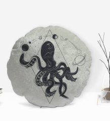 BK Gift Ahtapot Tasarımlı Yuvarlak Dekoratif Kırlent Yastık-1