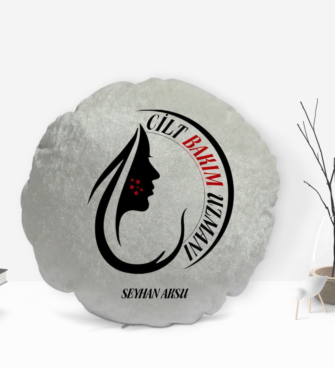 Kişiye Özel İsimli Cilt Bakım Uzmanı Tasarımlı Dekoratif Kırlent Yastık-1