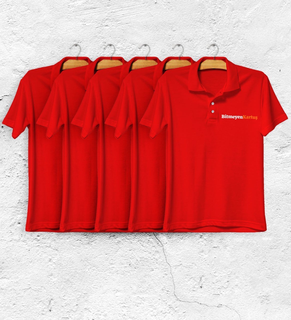 Firmalara Özel Logo Baskılı 1. Kalite Kırmızı Polo Yaka Tişört (5 Adet)