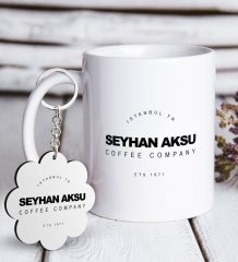 Kişiye Özel Coffee Company Beyaz Kupa ve Anahtarlık Hediye Seti