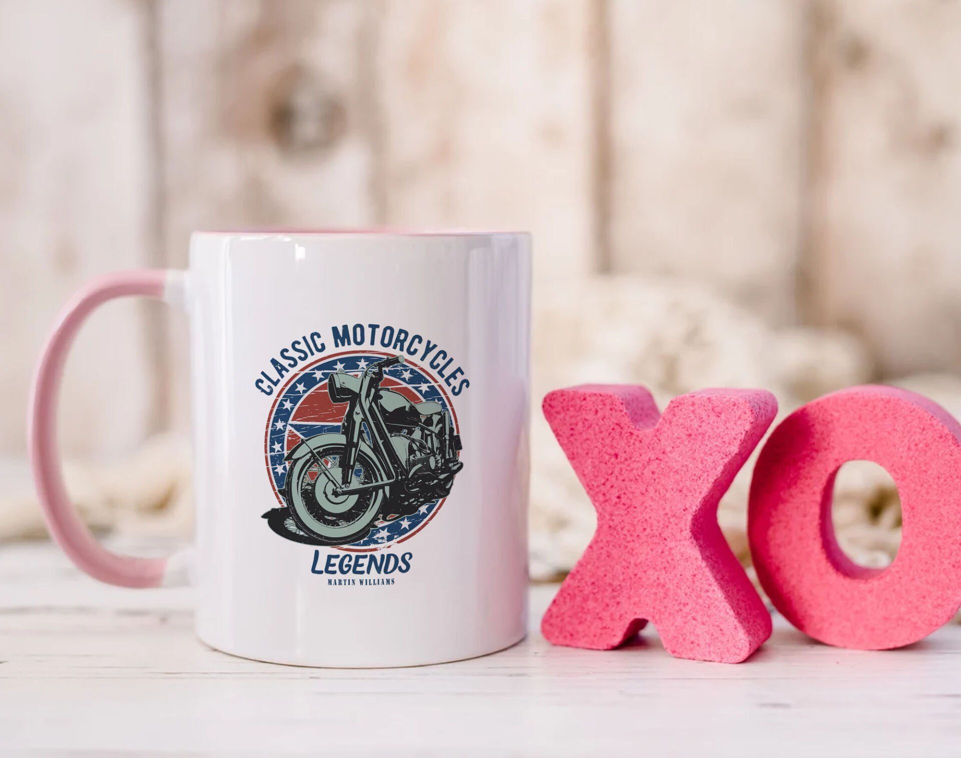 BK Gift Kişiye Özel Motorcu Temalı Pembe Kupa Bardak-17, Arkadaşa Hediye, Sevgiliye Hediye