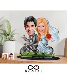 BK Gift Kişiye Özel Evleniyoruz Karikatürlü Ahşap Biblo, Sevgililer Günü Hediyesi, Doğum Günü Hediyesi, Yıl Dönümü Hediyesi-2