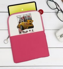 BK Gift Tokyo Route Tasarımlı Taşınabilir Koruyucu Tablet Kılıfı & Organizer Çanta - Pembe-1