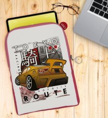 BK Gift Tokyo Route Tasarımlı Taşınabilir Koruyucu Tablet Kılıfı & Organizer Çanta - Pembe-1