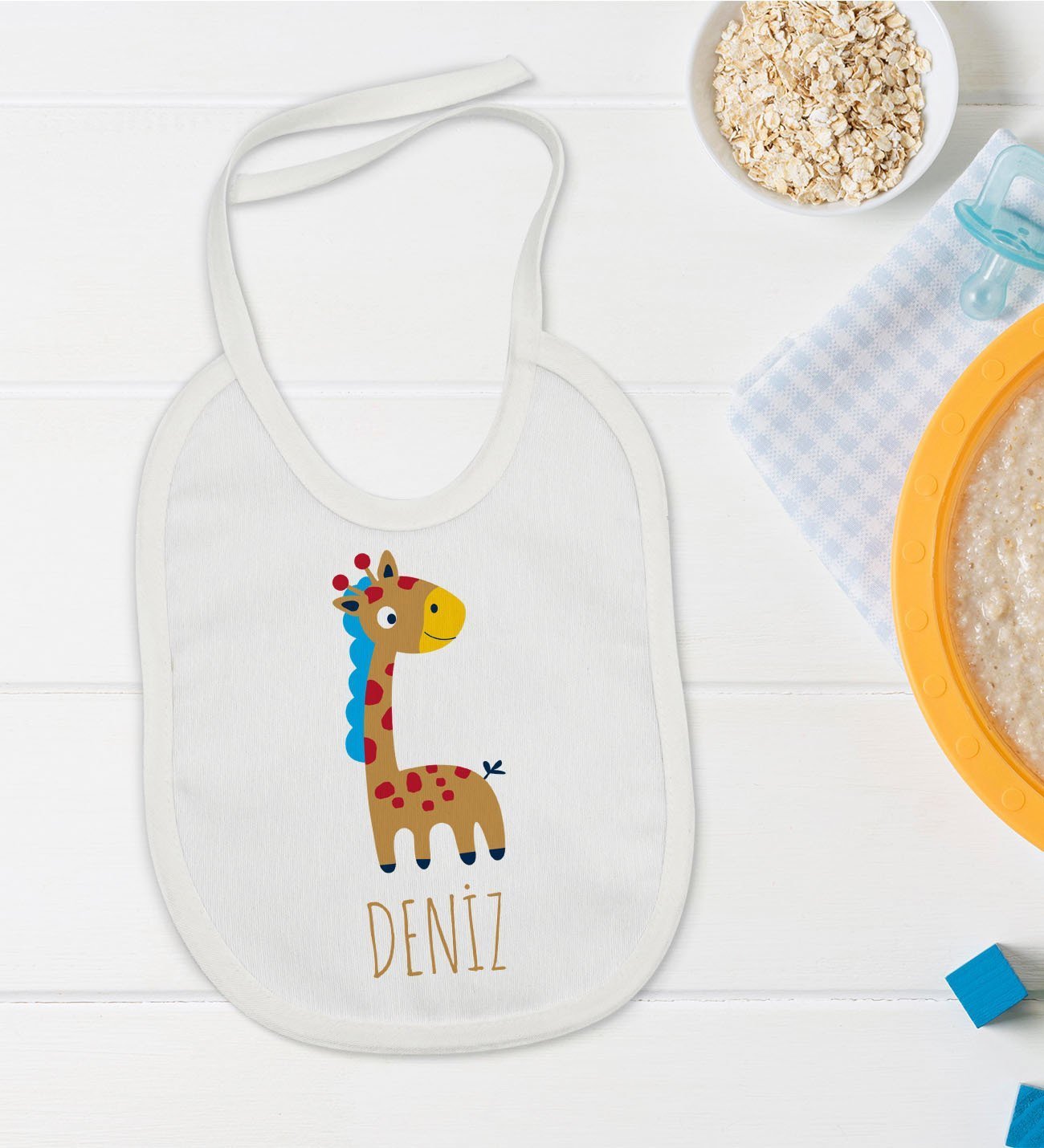 BK Kids Kişiye Özel İsimli Bebek Mama Önlüğü - Model 17