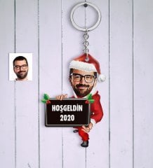 Kişiye Özel Yılbaşı Bay Karikatür Anahtarlık