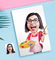 Kişiye Özel Bayan Ressam Karikatürlü Defter
