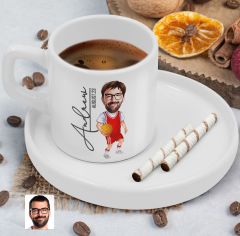BK Gift Kişiye Özel Sunum Tabaklı Erkek Basketbol Karikatürlü Kahve Fincanı-5, Sevgiliye Hediye, Aileye Hediye, Arkadaşa Hediye