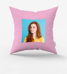 Kişiye Özel Fotoğraflı Pudra Pembe Yastık - 1