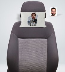 Kişiye Özel İsimli Erkek Genel Müdür Karikatürlü Dikdörtgen Araç Koltuk Yastığı-1