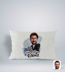 Kişiye Özel İsimli Erkek Genel Müdür Karikatürlü Dikdörtgen Araç Koltuk Yastığı-1