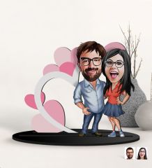 BK Gift Kişiye Özel Sevgililer Karikatürlü 3D Ahşap Biblo, Sevgili Biblo, Ahşap Biblo, Sevgiliye Hediye, Sevgililer Günü Hediyesi-10