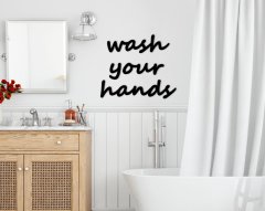 BK Home Wash Your Hands Ahşap Duvar Yazısı-1