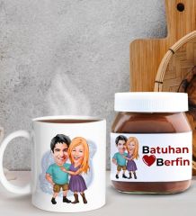 BK Gift Sevgiliye Özel Karikatürlü Kupa ve Nutella 400gr. Hediye Seti, Sevgiliye Hediye, Sevgililer Günü Hediye, Doğum Günü Hediyesi-2