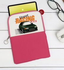 BK Gift Street Racing Tasarımlı Taşınabilir Koruyucu Tablet Kılıfı & Organizer Çanta - Pembe-1