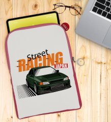 BK Gift Street Racing Tasarımlı Taşınabilir Koruyucu Tablet Kılıfı & Organizer Çanta - Pembe-1