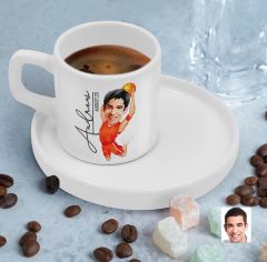 BK Gift Kişiye Özel Sunum Tabaklı Erkek Basketbol Karikatürlü Kahve Fincanı-4, Sevgiliye Hediye, Aileye Hediye, Arkadaşa Hediye