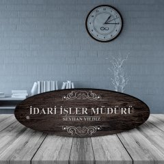 Kişiye Özel Mesleki İdari İşler Müdürü Ahşap Oval Masa İsimliği - 3
