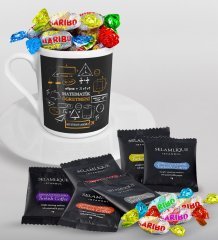 Kişiye Özel Matematik Öğretmeni Türk Kahvesi Fincanı Selamlique Karışık Türk Kahvesi ve Haribo Şeker Hediye Seti-10