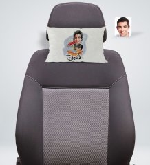 Kişiye Özel İsimli Erkek Gamer Karikatürlü Dikdörtgen Araç Koltuk Yastığı-1