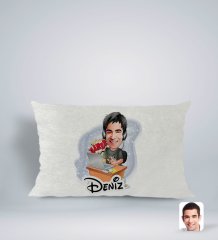 Kişiye Özel İsimli Erkek Gamer Karikatürlü Dikdörtgen Araç Koltuk Yastığı-1