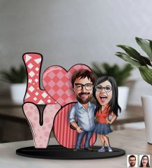 BK Gift Kişiye Özel Sevgililer Karikatürlü 3D Ahşap Biblo, Sevgili Biblo, Ahşap Biblo, Sevgiliye Hediye, Sevgililer Günü Hediyesi-9