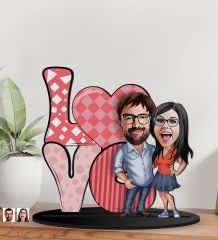 BK Gift Kişiye Özel Sevgililer Karikatürlü 3D Ahşap Biblo, Sevgili Biblo, Ahşap Biblo, Sevgiliye Hediye, Sevgililer Günü Hediyesi-9