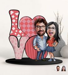 BK Gift Kişiye Özel Sevgililer Karikatürlü 3D Ahşap Biblo, Sevgili Biblo, Ahşap Biblo, Sevgiliye Hediye, Sevgililer Günü Hediyesi-9