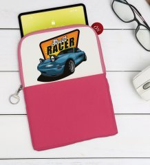 BK Gift Street Racer Tasarımlı Taşınabilir Koruyucu Tablet Kılıfı & Organizer Çanta - Pembe-1