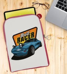 BK Gift Street Racer Tasarımlı Taşınabilir Koruyucu Tablet Kılıfı & Organizer Çanta - Pembe-1