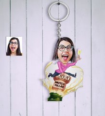 Kişiye Özel Bayan Yeni Yıl Karikatür Anahtarlık