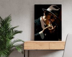 BK Home Man Lighting Cigarette Tasarımlı Kanvas Tablo 50x70cm-1