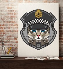 BK Gift Polis Kedi Tasarımlı Kanvas Tablo 70x100cm-1