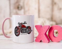 BK Gift Kişiye Özel Motorcu Temalı Pembe Kupa Bardak-14, Arkadaşa Hediye, Sevgiliye Hediye