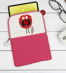 BK Gift Sevimli Canavar Tasarımlı Taşınabilir Koruyucu Tablet Kılıfı & Organizer Çanta - Pembe-1