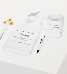 Kişiye Özel Google Dünyanın En İyi Öğretmeni Temalı Beyaz Defter Kalem Kupa Seti