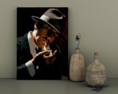 BK Home Man Lighting Cigarette Tasarımlı Kanvas Tablo 30x50cm-1