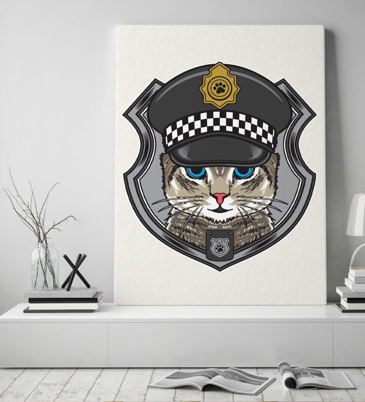 BK Gift Polis Kedi Tasarımlı Kanvas Tablo 50x70cm-1