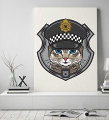 BK Gift Polis Kedi Tasarımlı Kanvas Tablo 50x70cm-1