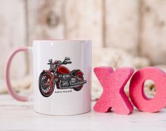 BK Gift Kişiye Özel Motorcu Temalı Pembe Kupa Bardak-13, Arkadaşa Hediye, Sevgiliye Hediye