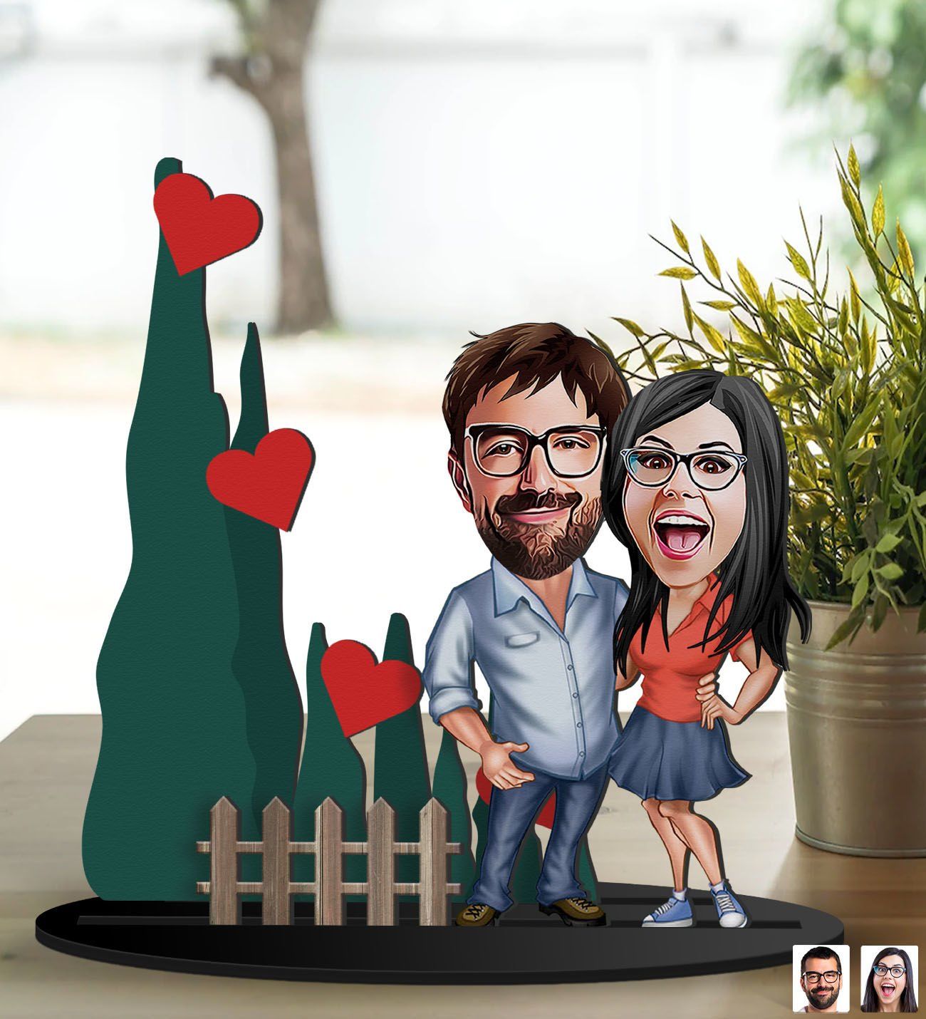 BK Gift Kişiye Özel Sevgililer Karikatürlü 3D Ahşap Biblo, Sevgili Biblo, Ahşap Biblo, Sevgiliye Hediye, Sevgililer Günü Hediyesi-7