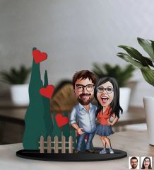 BK Gift Kişiye Özel Sevgililer Karikatürlü 3D Ahşap Biblo, Sevgili Biblo, Ahşap Biblo, Sevgiliye Hediye, Sevgililer Günü Hediyesi-7