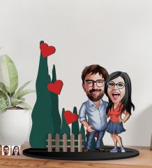 BK Gift Kişiye Özel Sevgililer Karikatürlü 3D Ahşap Biblo, Sevgili Biblo, Ahşap Biblo, Sevgiliye Hediye, Sevgililer Günü Hediyesi-7
