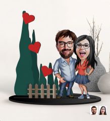 BK Gift Kişiye Özel Sevgililer Karikatürlü 3D Ahşap Biblo, Sevgili Biblo, Ahşap Biblo, Sevgiliye Hediye, Sevgililer Günü Hediyesi-7